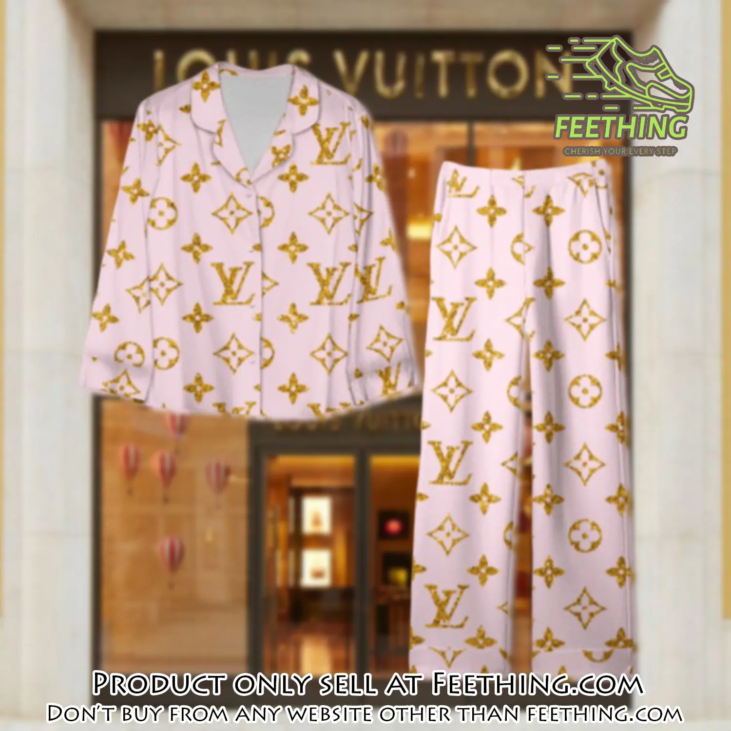 Trending luxury lv satin pajama set pjs1097 ft5906527